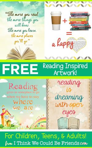 8 FREE Reading Inspired Art Prints!