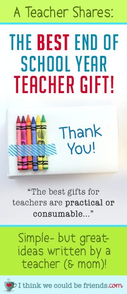 End of year teacher gift ideas: Looking for the perfect gift to say "thank you" to your child's teacher? Teacher (and mom) Beth shares EASY (& CHEAP) teacher gift ideas for preschool, kindergarten, elementary school and up (NO DIY or crafting supplies required! ;) #teacher #gift #ideas #end #of #school #year #DIY #easy #cheap #inexpensive #creative #thoughtful #elementary #middle #school #preschool