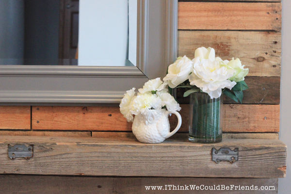 Palette Wood Fireplace Makeover-looks like re-claimed wood!