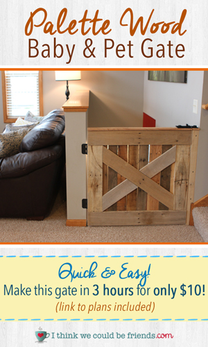 Build this Palette Wood Baby & Pet Gate in 3 hours (plans included!) #palette #wood #projects #DIY #babygate