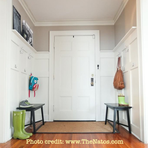 Functional Entryway Makeover with board and batten