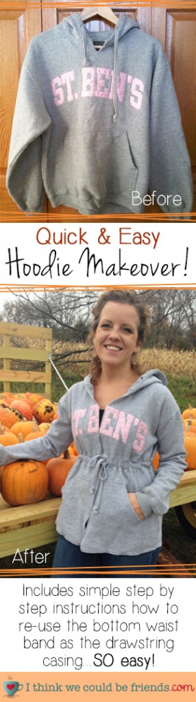 Proof that you can have school spirit AND a waistline! AWESOME idea for a DIY Hoodie Makeover
