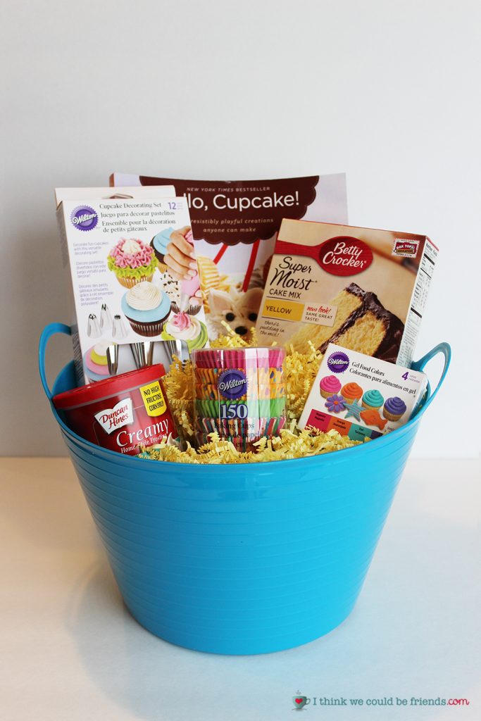 5 Creative Gift Baskets: A Cupcake themed basket is fun to give, especially with a fun Cupcake Idea Book like the one included :)
