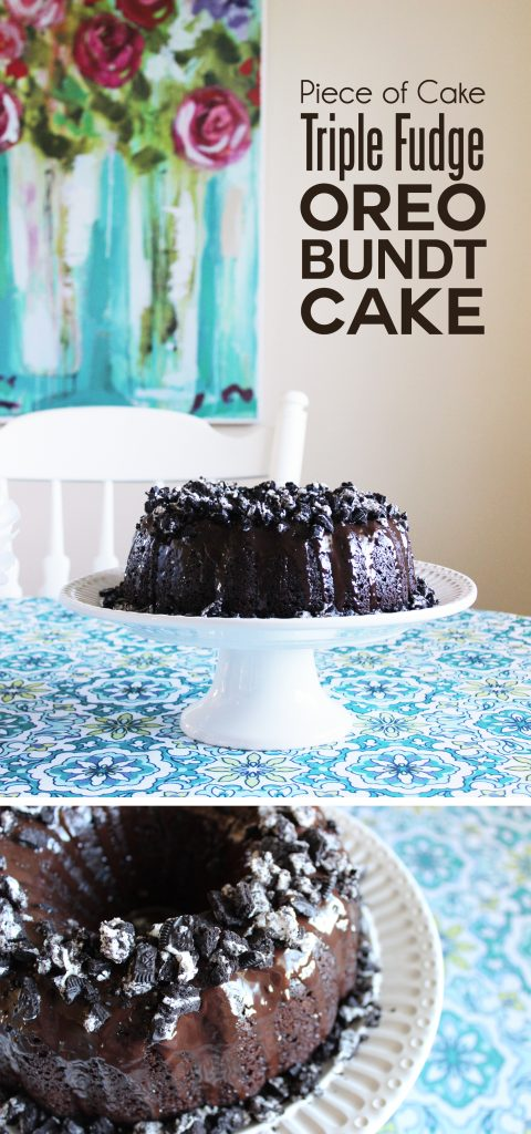 This triple fudge oreo bundt cake recipe is INCREDIBLY decadent and moist--you would never know it begins with a boxed cake mix! It comes together in ten minutes but tastes better than anything you'd get at the bakery!