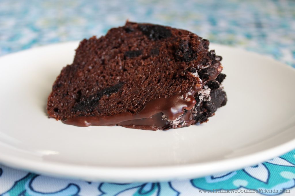 This triple fudge oreo bundt cake recipe is INCREDIBLY decadent and moist--you would never know it begins with a boxed cake mix!