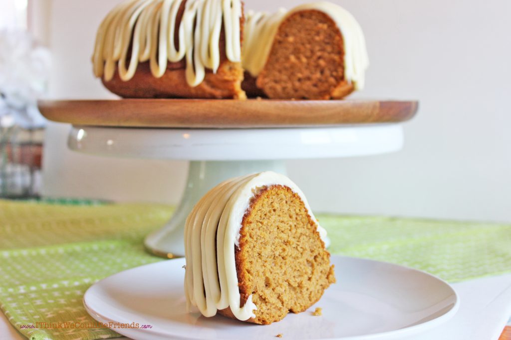 This Pumpkin Bundt Cake is incredibly MOIST and FLAVORFUL! Oh, and its EASY, too! It starts with a pumpkin spice cake mix and then you add pumpkin, sour cream and pudding--its AWESOME!!! #pumpkin #bundt #cake #recipe #mix #easy