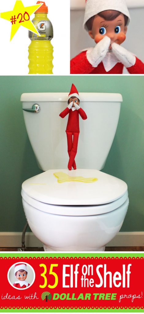 35 BRAND NEW Elf on the Shelf ideas for this year! These fun, creative & EASY Elf on the Shelf ideas all include an item from the Dollar Tree! #Christmas #ElfOnTheShelf #Ideas #Easy #Funny #Toddler #DIY #DollarStore