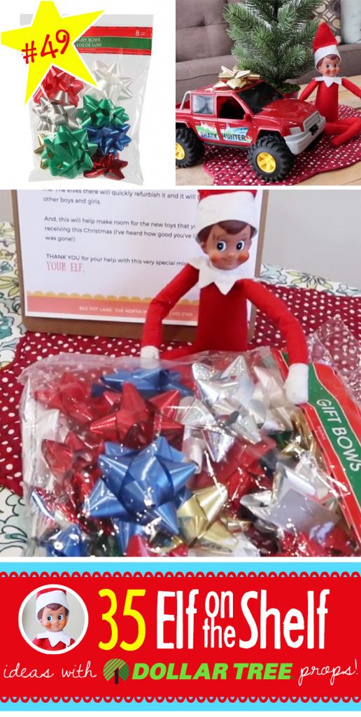 50+ NEW Elf on the Shelf Ideas, each with an item from the Dollar Tree! They are quick, easy and fun! And many have FREE printables!! #elfontheshelf #ideas #easy #quick #funny #toddler
