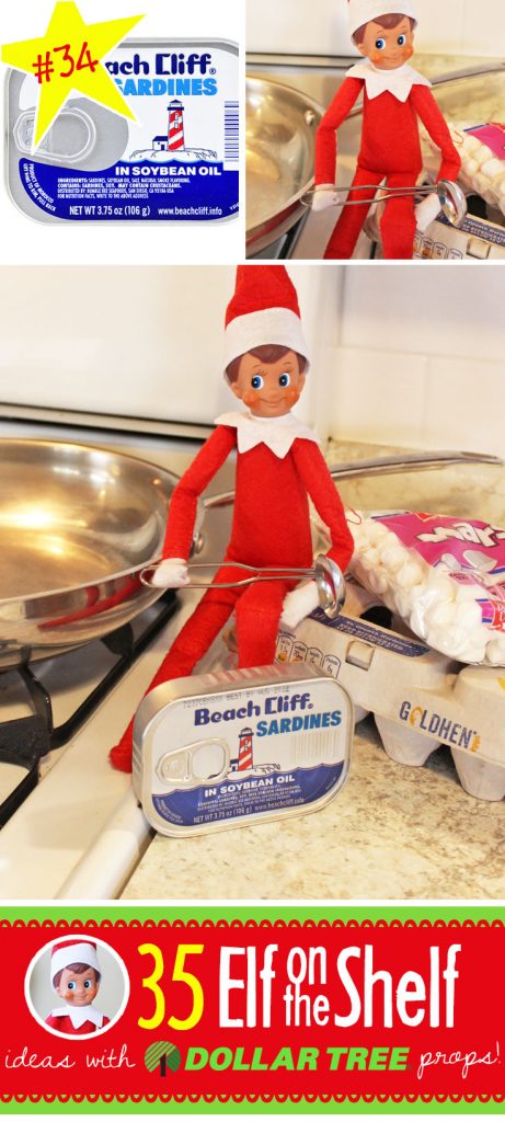 35 BRAND NEW Elf on the Shelf ideas for this year! These funny, creative & EASY Elf on the Shelf ideas all include an item from the Dollar Tree! #Christmas #ElfOnTheShelf #Ideas #Easy #Funny #Toddler #DIY #Boys #New