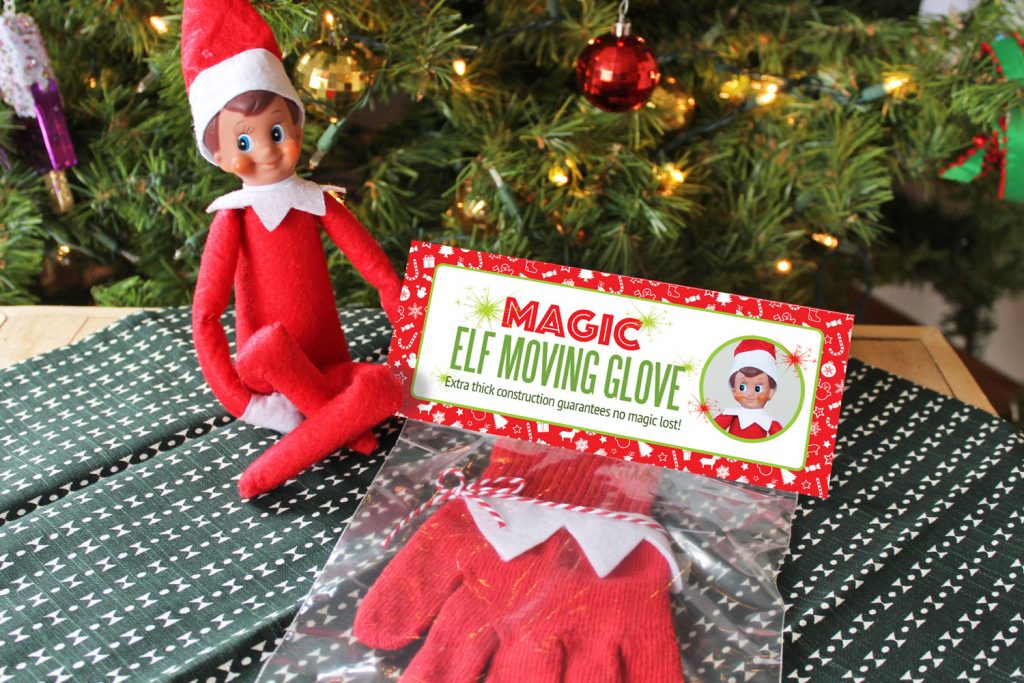 DIY Magic Elf Moving Glove, how to move your Elf on the Shelf if he gets stuck in a poor place! Make this glove in under 5 minutes! Includes printable package, too! #ElfontheShelf #Christmas #Ideas #Easy #Quick #Toddler