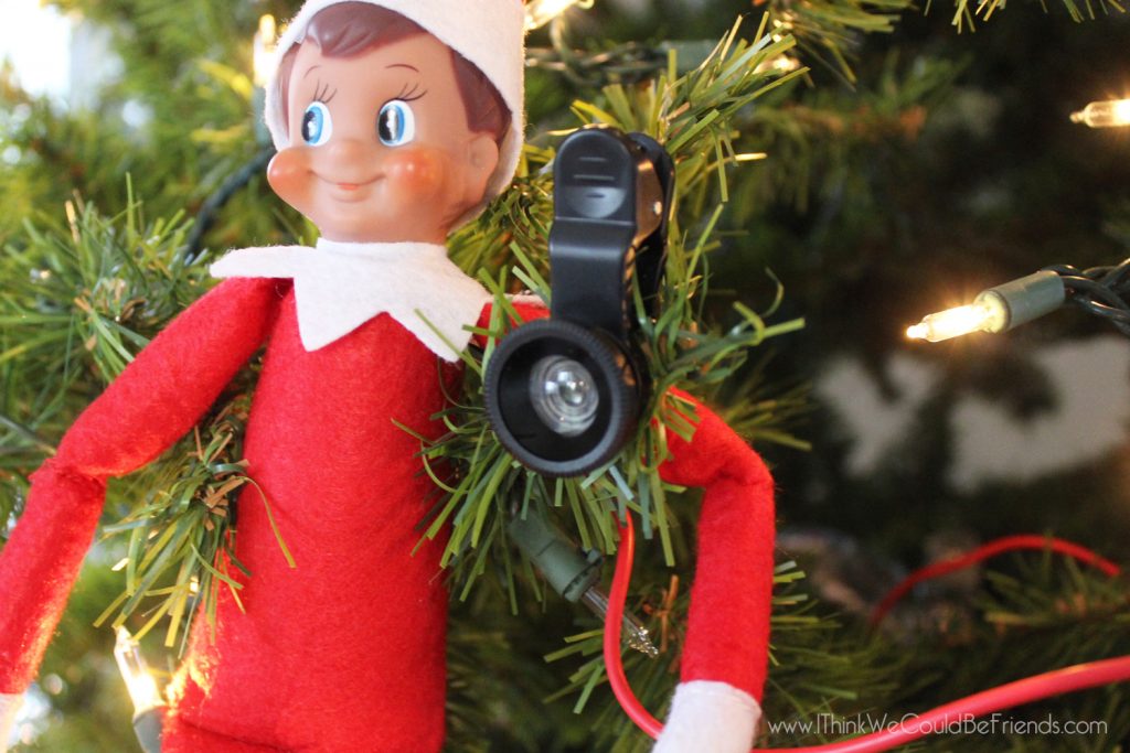 Comes with a coordinating ARRIVAL LETTER, too! This Elf on the Shelf Santa or North Pole cam looks SO REAL! The Dollar Tree lens is a worthwhile investment to convince your kids that Santa is watching! #elfontheshelf #Elf #Shelf #Christmas #Northpole #Cam #Santa #ideas #quick #easy #funny