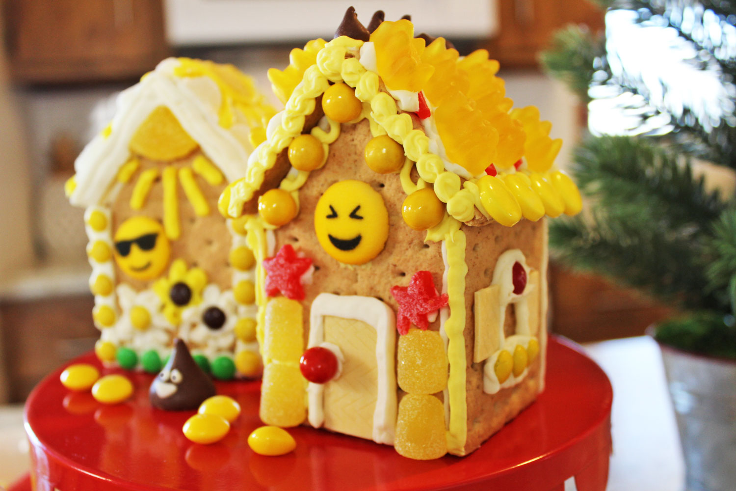 Emoji Birthday Party Idea: Decorate Emoji Gingerbread Houses PLUS DIY Build & Decorate kits!