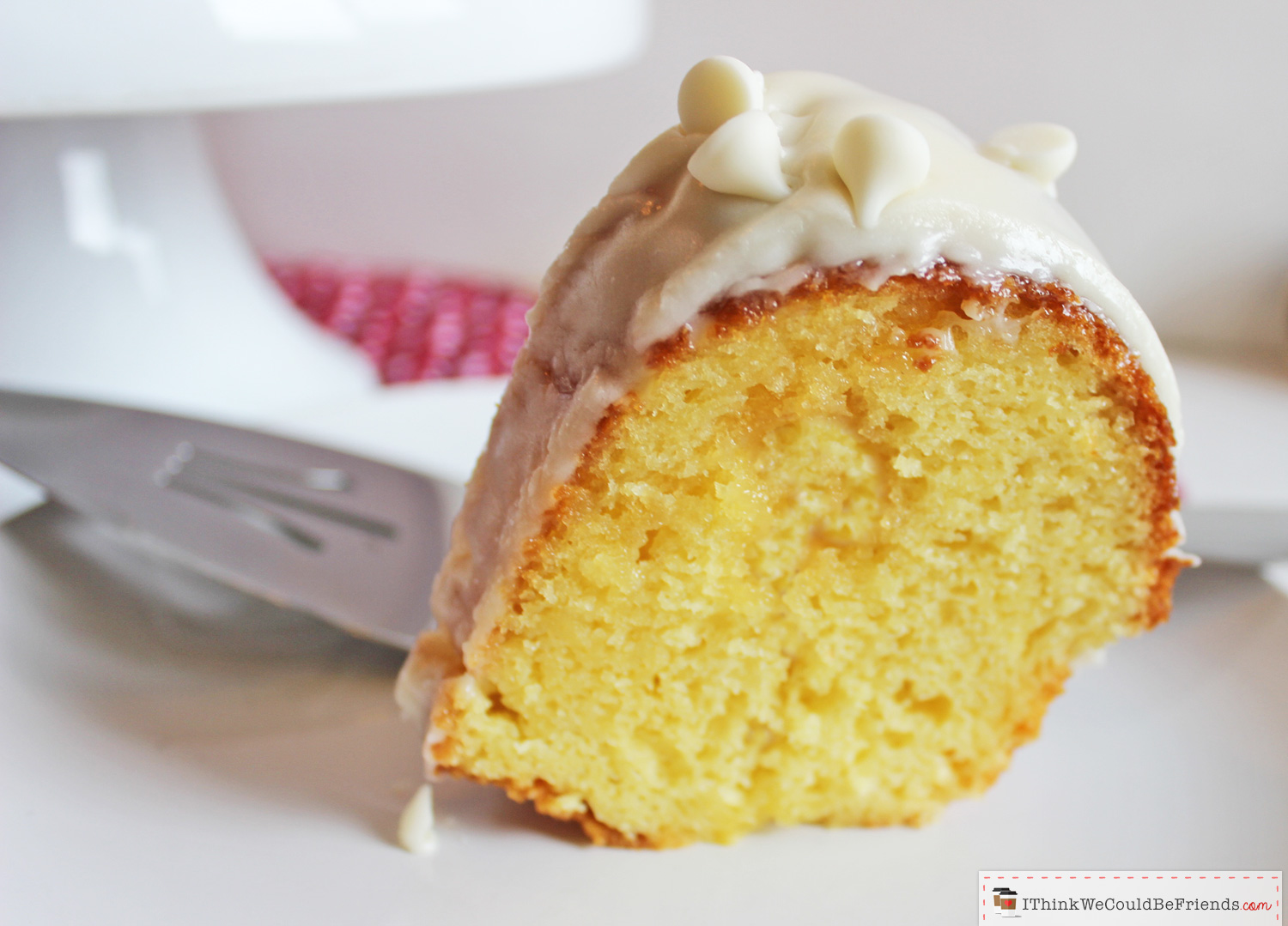 This the BEST & EASIEST White Chocolate Vanilla Bundt Cake recipe that you'll ever try! It starts with a yellow boxed cake mix, BUT then you add sour cream and a pudding mix, it looks FANCY and tastes MOIST and INCREDIBLE! Your guests will rave and will ask for the recipe (so bring copies!) #white #chocolate #vanilla #bundt #cake #recipe #mix #yellow #best #easy #quick #moist