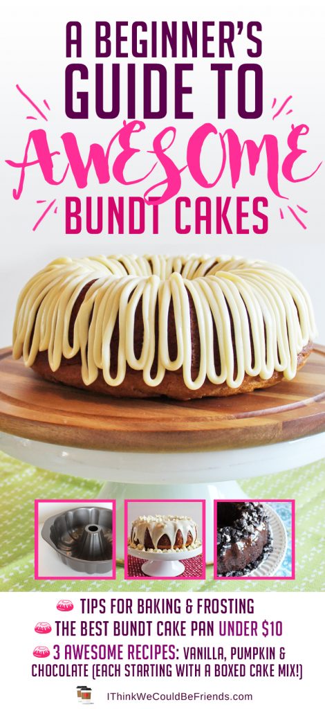 Bundt cakes are actually VERY EASY to make, BUT look so FANCY and GRAND how they sit so tall on a cake stand, AND they're incredibly moist! Here are some tips for AWESOME bundt cakes every time! PLUS, 3 easy recipes that all start from a boxed cake mix but then you add in extra ingredients to make them taste incredible! SO easy, but people will be asking for the recipes! #bundt #cake #easy #best #recipe #vanilla #chocolate #pumpkin #tips #pan #recipes #from #mix