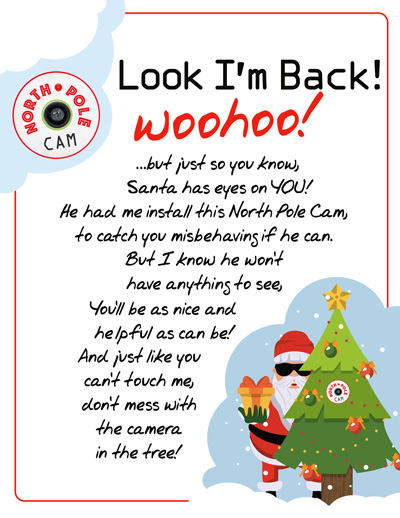 Elf on the Shelf Arrival Idea: DIY Northpole Cam with a FREE Printable arrival letter! 