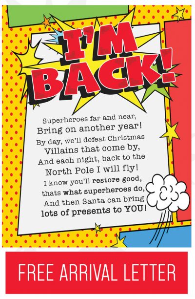 Elf on the Shelf Arrival Ideas: FREE Printable Superhero arrival letter AND lots of superhero costume ideas! #elfontheshelf #arrival #ideas #letter #free #printable #easy #quick #funny #superhero #boys #toddlers