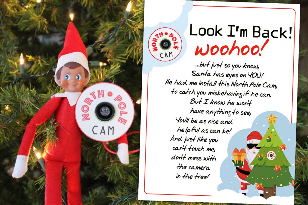 Free Printable Elf on the Shelf Arrival letter with instructions for an easy North Pole Cam!