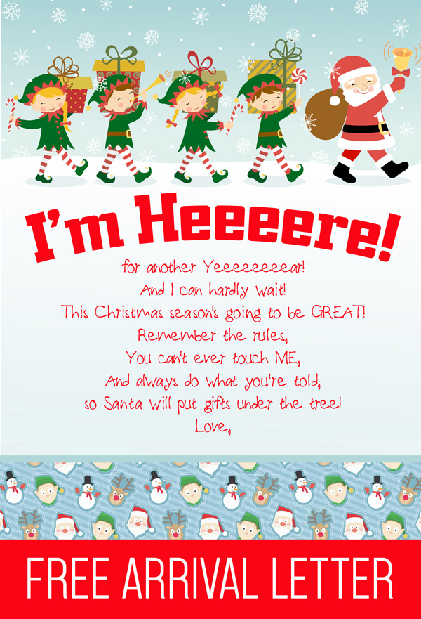 FREE Printable Elf on the Shelf Arrival Letter! A quick and EASY way to announce your Elf on the Shelf's arrival! #elfontheshelf #arrival #letter #ideas #quick #easy #funny #christmas #elf #shelf