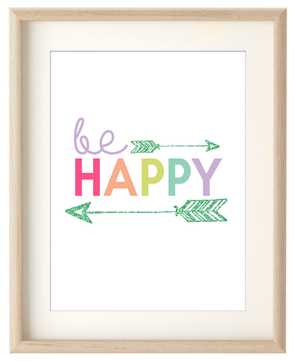 Free Printable Artwork: "Be Happy" Arrow