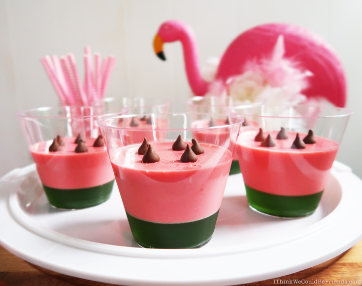 Strawberry Mousse & Lime Jello Dessert Cups look like Watermelon