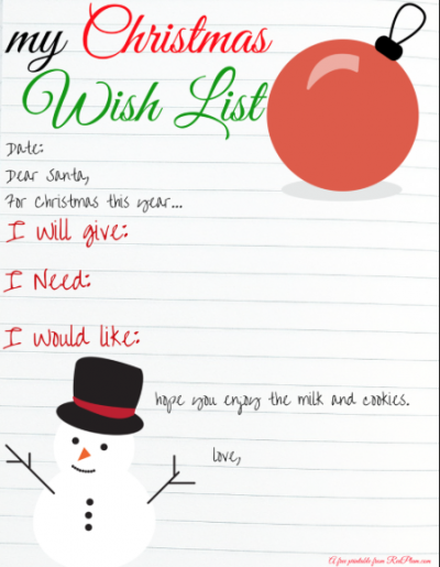 Free Printable Guided Christmas Wish Lists for Kids!