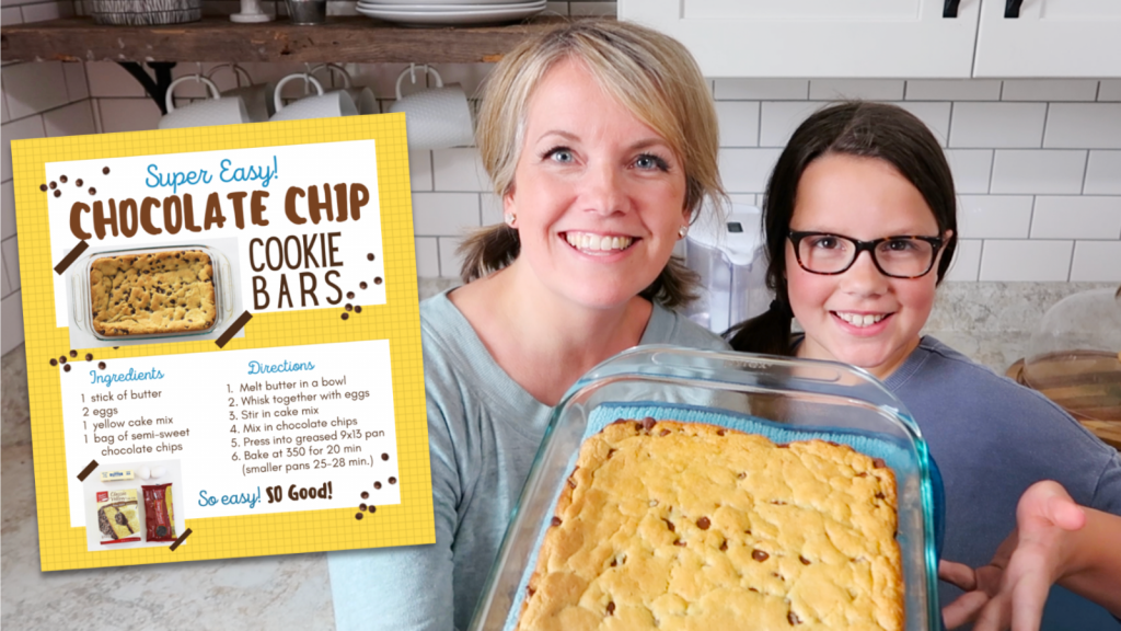 Free Printable Chocolate Chip Cookie Bar Recipe Card