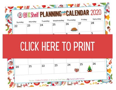 2020 Elf on the Shelf Planning Calendar