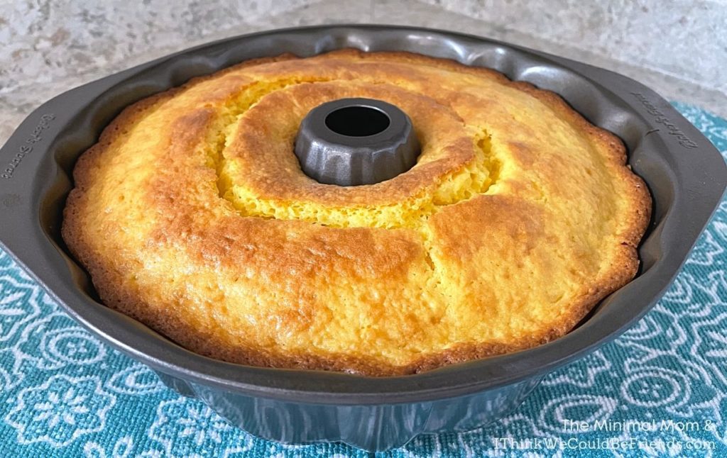 lemon bundt cake, baked in pan