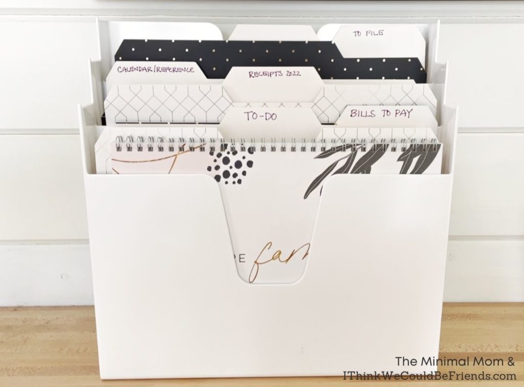 file holder with labeled folders